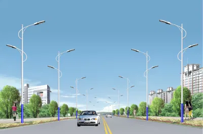 Poteaux de lampadaire municipaux à double bras de Chine Znkj avec ISO